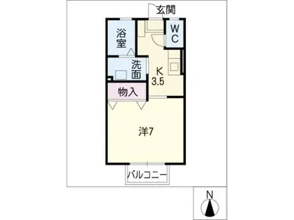 ヴェルドミール112 C棟(1K/2階)の間取り写真