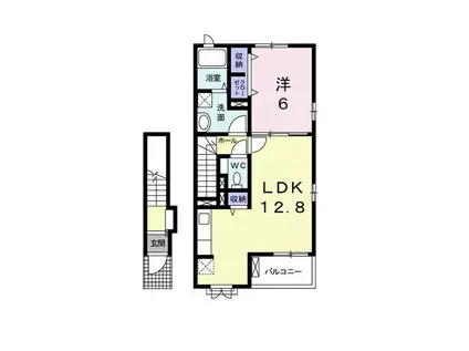 ピュアハイツ・結 B(1LDK/2階)の間取り写真