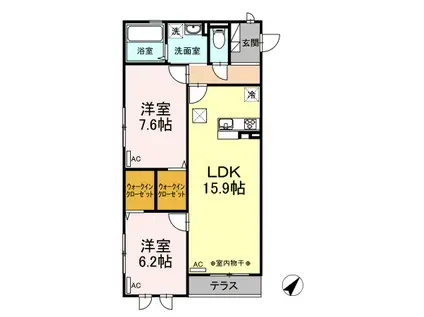 サンコート(2LDK/1階)の間取り写真
