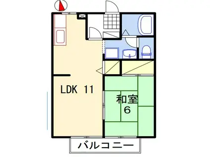 コスモハイツ B棟(1LDK/2階)の間取り写真