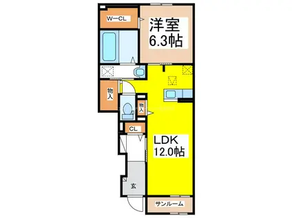 プチ ボヌール(1LDK/1階)の間取り写真