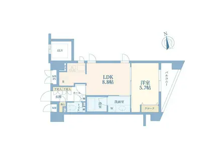 恵比寿ブルーメ(1LDK/4階)の間取り写真