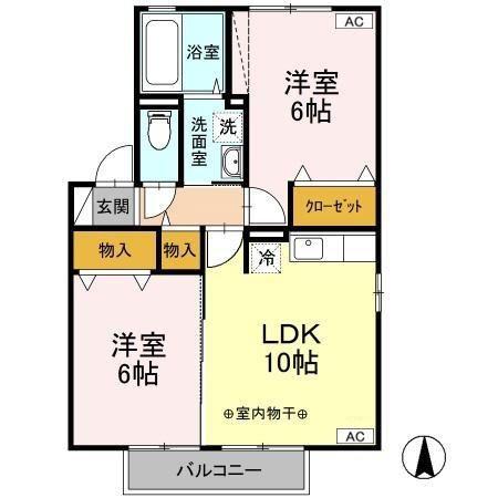 メルヴェイユB(2LDK/2階)の間取り写真