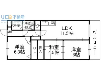 ボナミ田中マンション PARTⅡ(3LDK/1階)の間取り写真