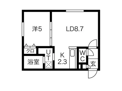 ラグナベルデ北34(1LDK/4階)の間取り写真