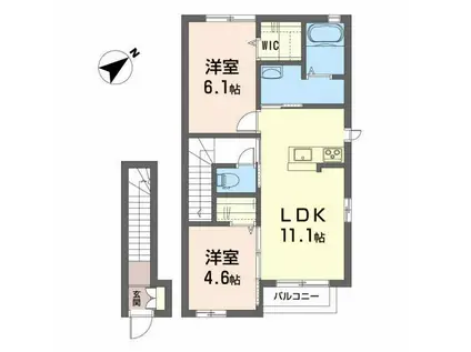 シャーメゾン港北II(2LDK/2階)の間取り写真
