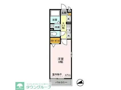 ルミエールK(1K/2階)の間取り写真