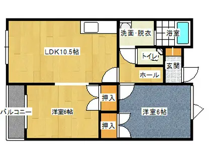 カーサ・レガーロI・II(2LDK/2階)の間取り写真