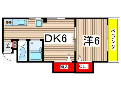 金沢東砂ビル(1DK/4階)の間取り写真