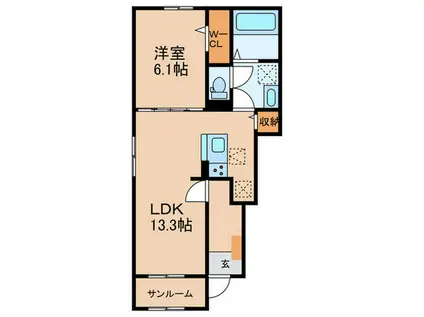 ニューライズ・M(1LDK/1階)の間取り写真