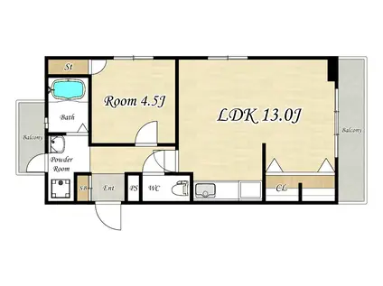 MINAMISONE HEIGHTS(1LDK/2階)の間取り写真