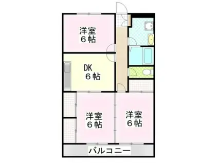 ヴィラメゾンフジビュー(3DK/4階)の間取り写真