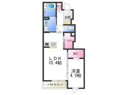 CREST(1LDK/1階)の間取り写真