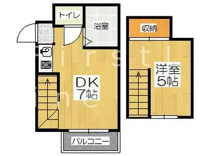 ファミリエ桂(1DK/2階)の間取り写真