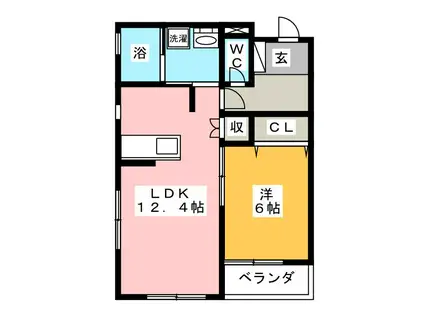 メゾンくわなプラスわん(1LDK/1階)の間取り写真