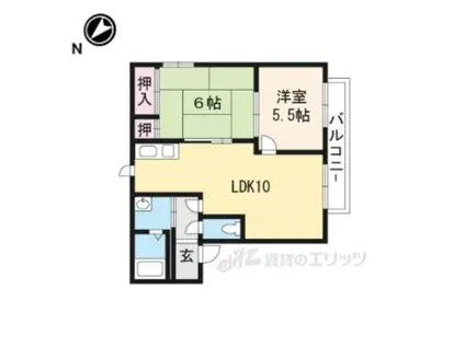 サーティーン2C(2LDK/1階)の間取り写真