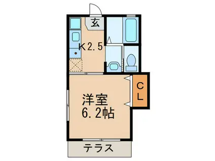 WISTERIA砧(1K/1階)の間取り写真