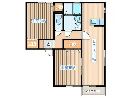 シュプルース丹野A(2LDK/1階)の間取り写真