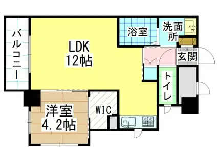 ERDE三萩野(1LDK/4階)の間取り写真