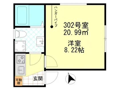 ノーブル四ツ木(1K/3階)の間取り写真