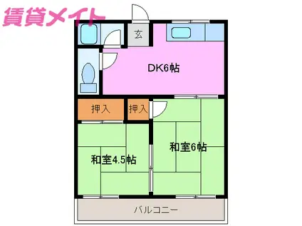 春日アパート(2DK/2階)の間取り写真