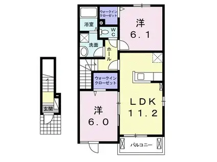 サン・スリー B(2LDK/2階)の間取り写真