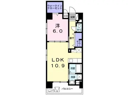 ティダ・エイソ(1LDK/7階)の間取り写真