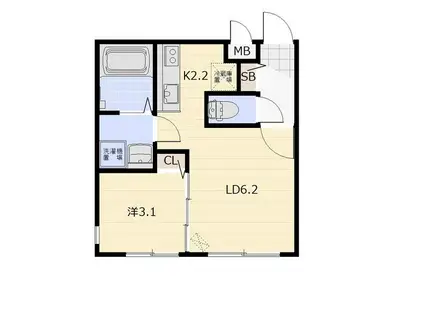 ＪＲ函館本線 手稲駅 徒歩7分 4階建 築1年(1LDK/1階)の間取り写真