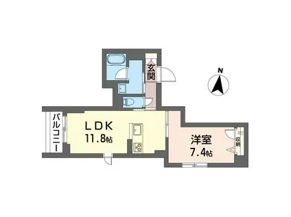 ラ ヴェルビー 小竹町(1LDK/2階)の間取り写真