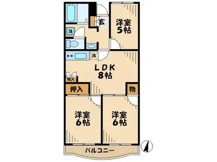エスポワール(3LDK/1階)の間取り写真