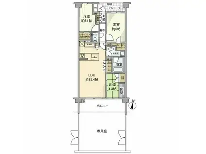 ザ・テラス下目黒(3LDK/1階)の間取り写真