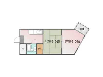 ブランドハウス京都二条城(2K/3階)の間取り写真