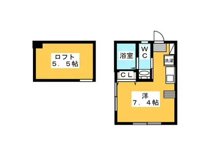クレールコート(ワンルーム/2階)の間取り写真
