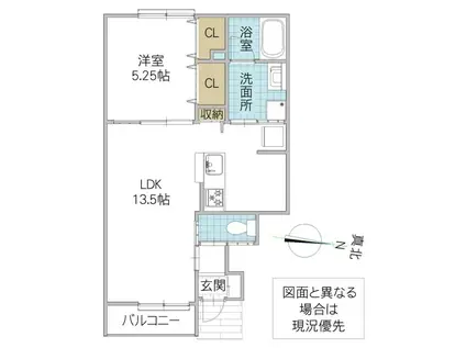 レーガベーネ長堀 III B(1LDK/1階)の間取り写真