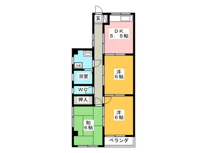 阿川ビル(3DK/3階)の間取り写真