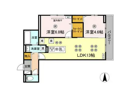 フェリックス(2LDK/1階)の間取り写真