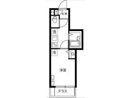 ウィステリア島津山(1K/1階)の間取り写真