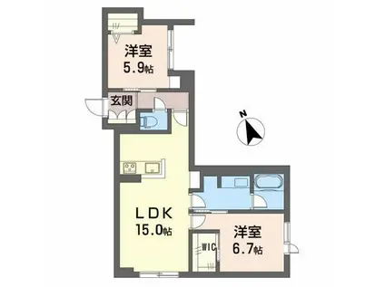 グランキューブ中井(2LDK/1階)の間取り写真
