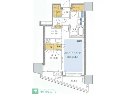 プラウドタワー相模大野クロス(1LDK/20階)の間取り写真