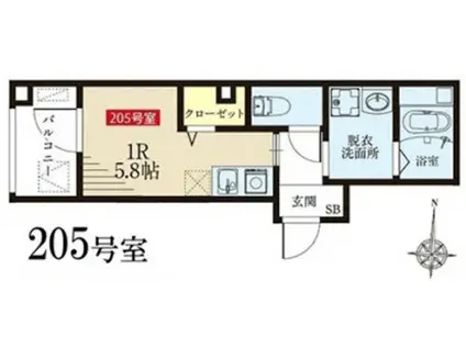 アイミング森下(ワンルーム/2階)の間取り写真