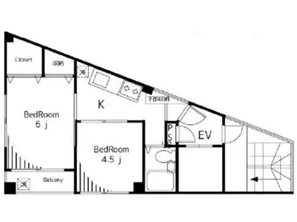 リマールビルII(2K/6階)の間取り写真