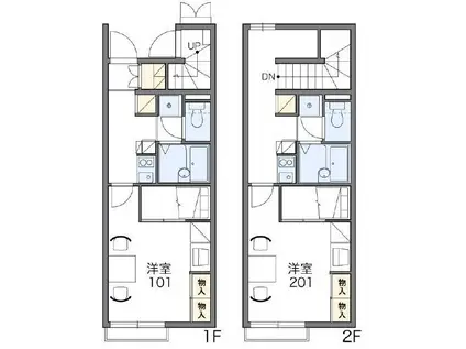 レオパレス木上I(1K/1階)の間取り写真