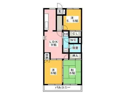 ドリーミー静(3LDK/3階)の間取り写真