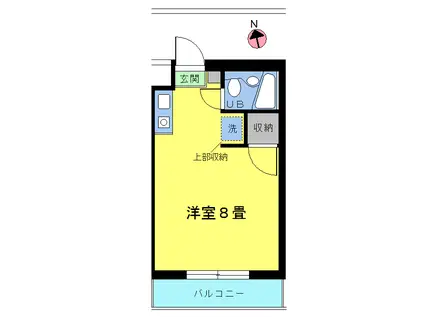 玉川学園ガーデンハウスB(1K/4階)の間取り写真