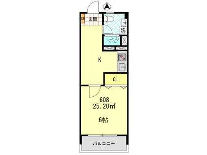 四谷コーエイマンション(1K/6階)の間取り写真