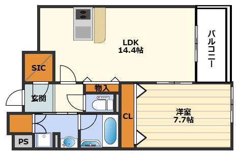 グレンパーク梅田北(1LDK/13階)の間取り写真
