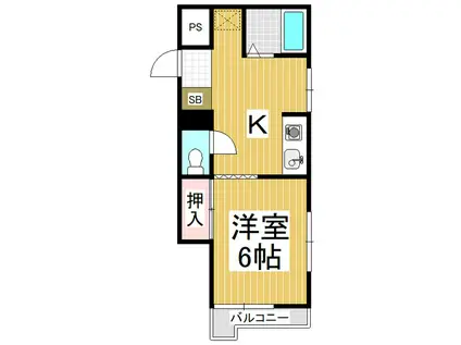 上松ハイツ一ノ瀬(1K/1階)の間取り写真