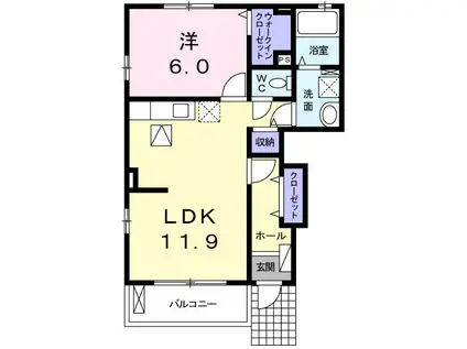 クレール(1LDK/1階)の間取り写真