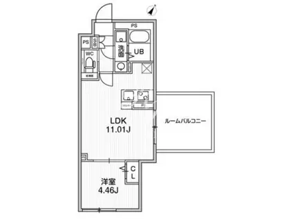 ALTERNA早稲田(1LDK/4階)の間取り写真