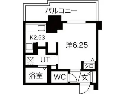 パシフィックタワー札幌(1K/19階)の間取り写真